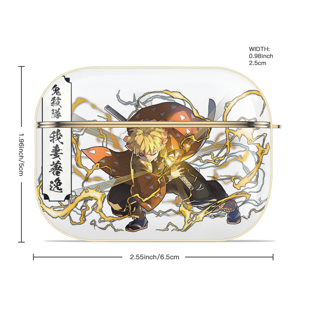 鬼滅の刃（きめつのやいば）我妻 善逸／あがつま ぜんいつ Agatsuma Zenitsu 【AirPods Pro用】ハードシェル保護ケース｜耐衝撃・防指紋・カラビナ付き商品仕様