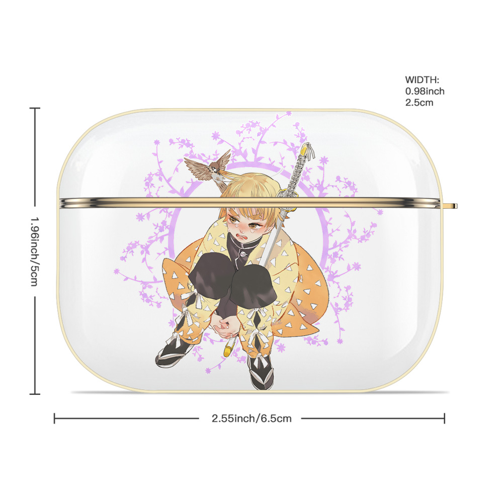 鬼滅の刃（きめつのやいば）我妻 善逸／あがつま ぜんいつ Agatsuma Zenitsu 【AirPods Pro用】ハードシェル保護ケース｜耐衝撃・防指紋・カラビナ付き商品仕様
