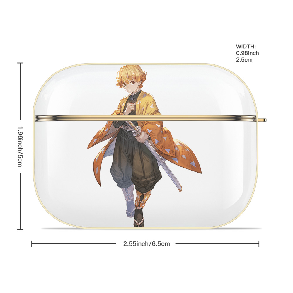 鬼滅の刃（きめつのやいば）我妻 善逸／あがつま ぜんいつ Agatsuma Zenitsu 【AirPods Pro用】ハードシェル保護ケース｜耐衝撃・防指紋・カラビナ付き商品仕様