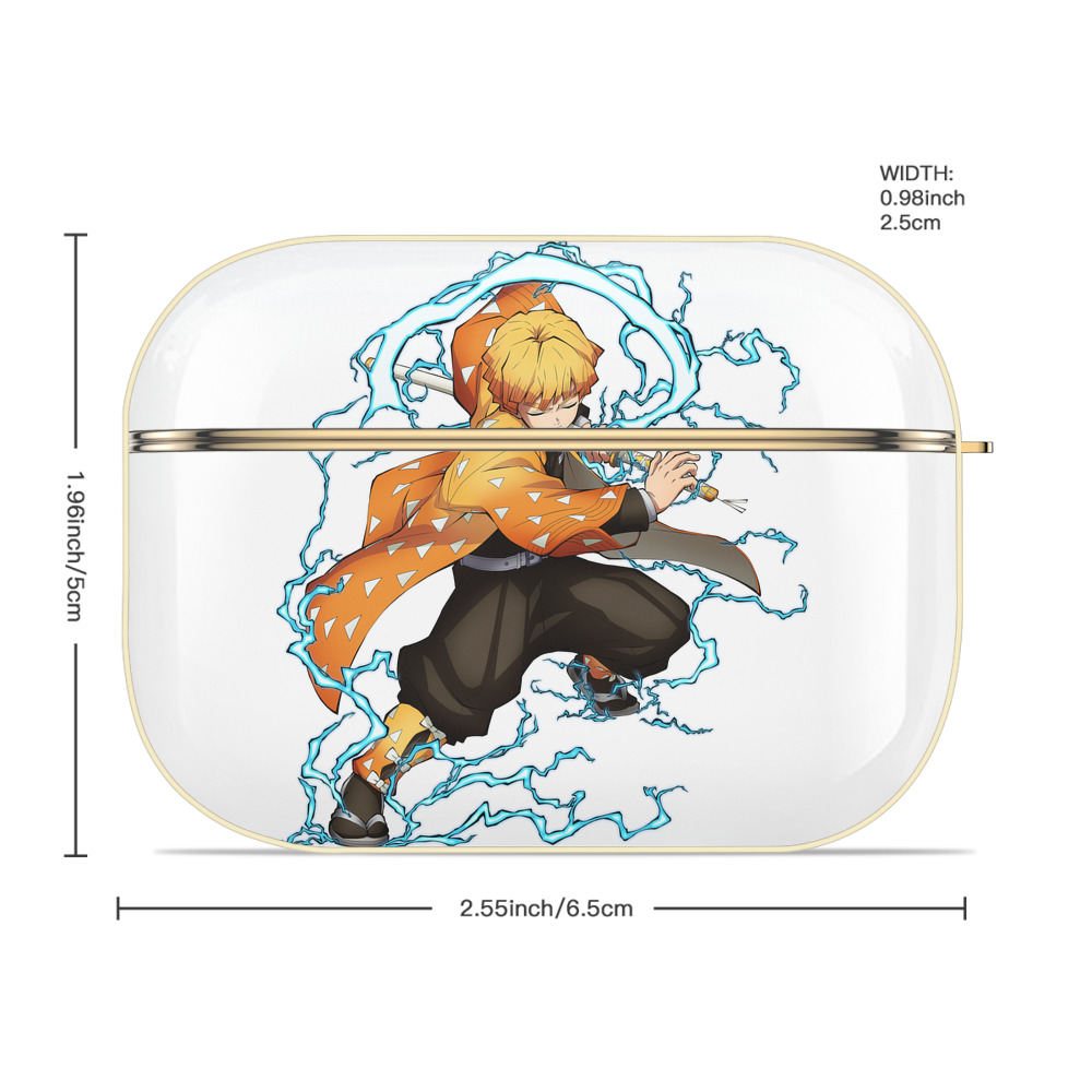 鬼滅の刃（きめつのやいば）我妻 善逸／あがつま ぜんいつ Agatsuma Zenitsu 【AirPods Pro用】ハードシェル保護ケース｜耐衝撃・防指紋・カラビナ付き商品仕様