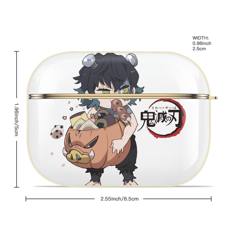 鬼滅の刃（きめつのやいば）嘴平 伊之助／はしびら いのすけ Hashibira Inosuke 【AirPods Pro用】ハードシェル保護ケース｜耐衝撃・防指紋・カラビナ付き商品仕様