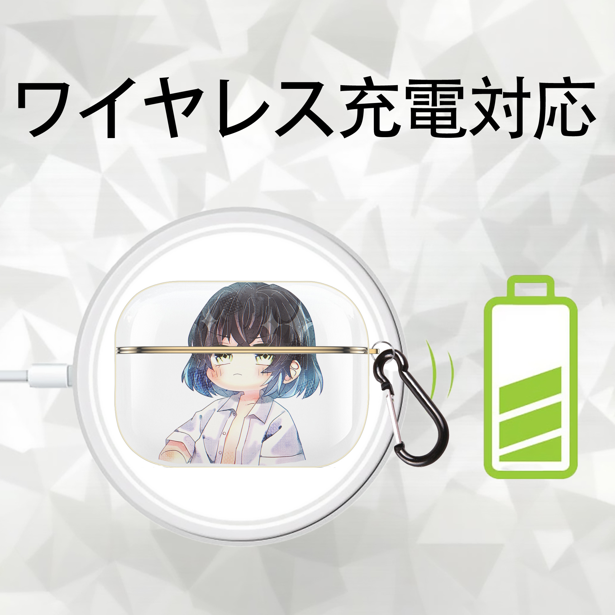 鬼滅の刃（きめつのやいば）嘴平 伊之助／はしびら いのすけ Hashibira Inosuke 【AirPods Pro用】ハードシェル保護ケース｜耐衝撃・防指紋・カラビナ付き商品仕様