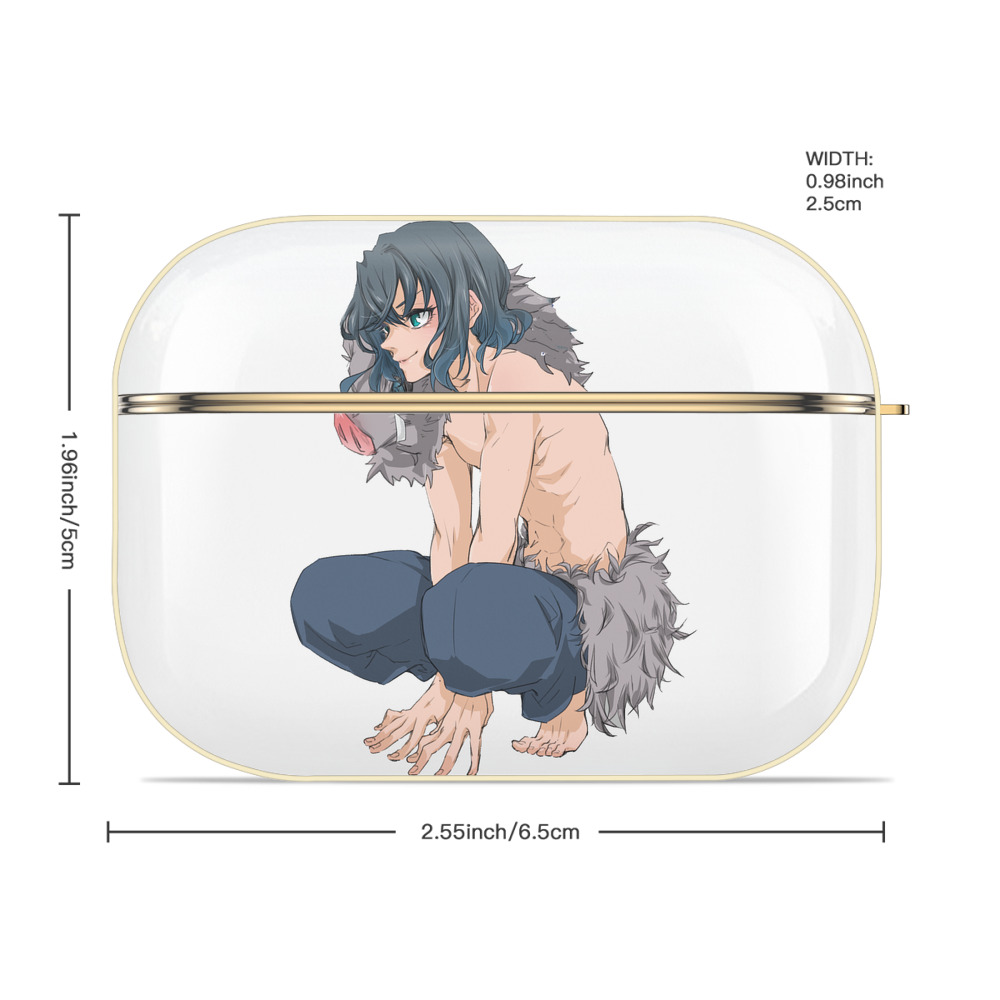 鬼滅の刃（きめつのやいば）嘴平 伊之助／はしびら いのすけ Hashibira Inosuke 【AirPods Pro用】ハードシェル保護ケース｜耐衝撃・防指紋・カラビナ付き商品仕様