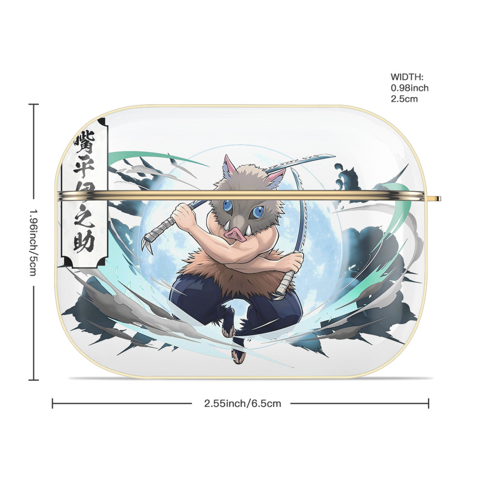 鬼滅の刃（きめつのやいば）嘴平 伊之助／はしびら いのすけ Hashibira Inosuke 【AirPods Pro用】ハードシェル保護ケース｜耐衝撃・防指紋・カラビナ付き商品仕様