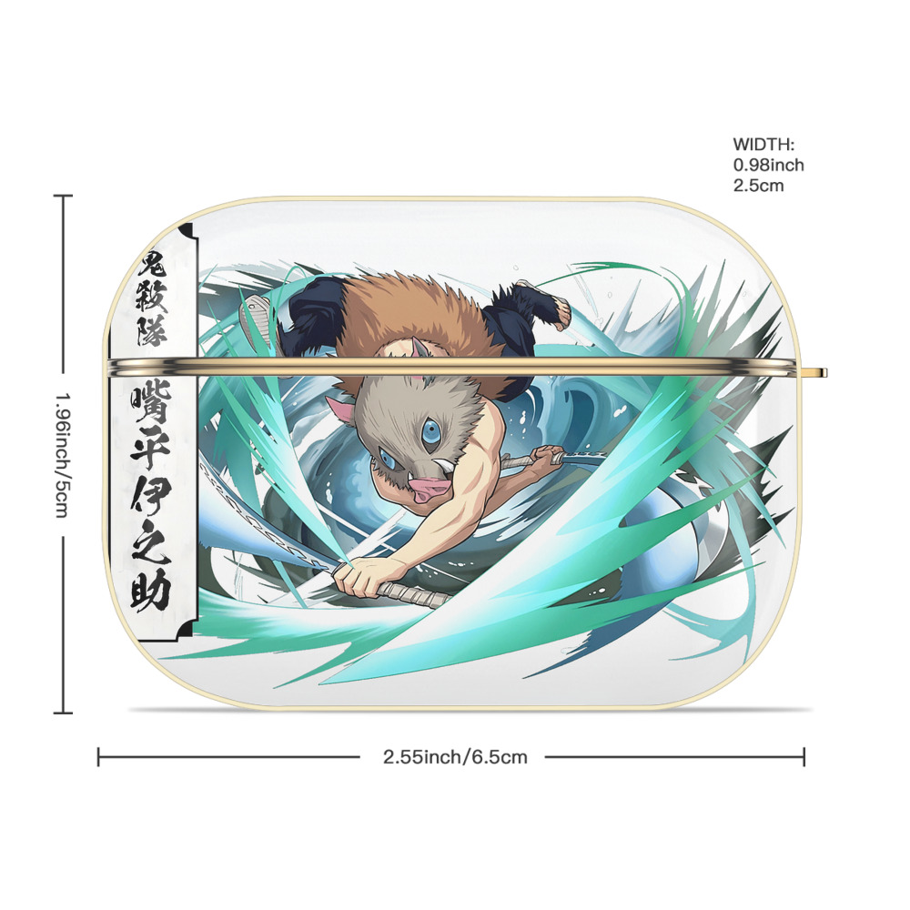 鬼滅の刃（きめつのやいば）嘴平 伊之助／はしびら いのすけ Hashibira Inosuke 【AirPods Pro用】ハードシェル保護ケース｜耐衝撃・防指紋・カラビナ付き商品仕様