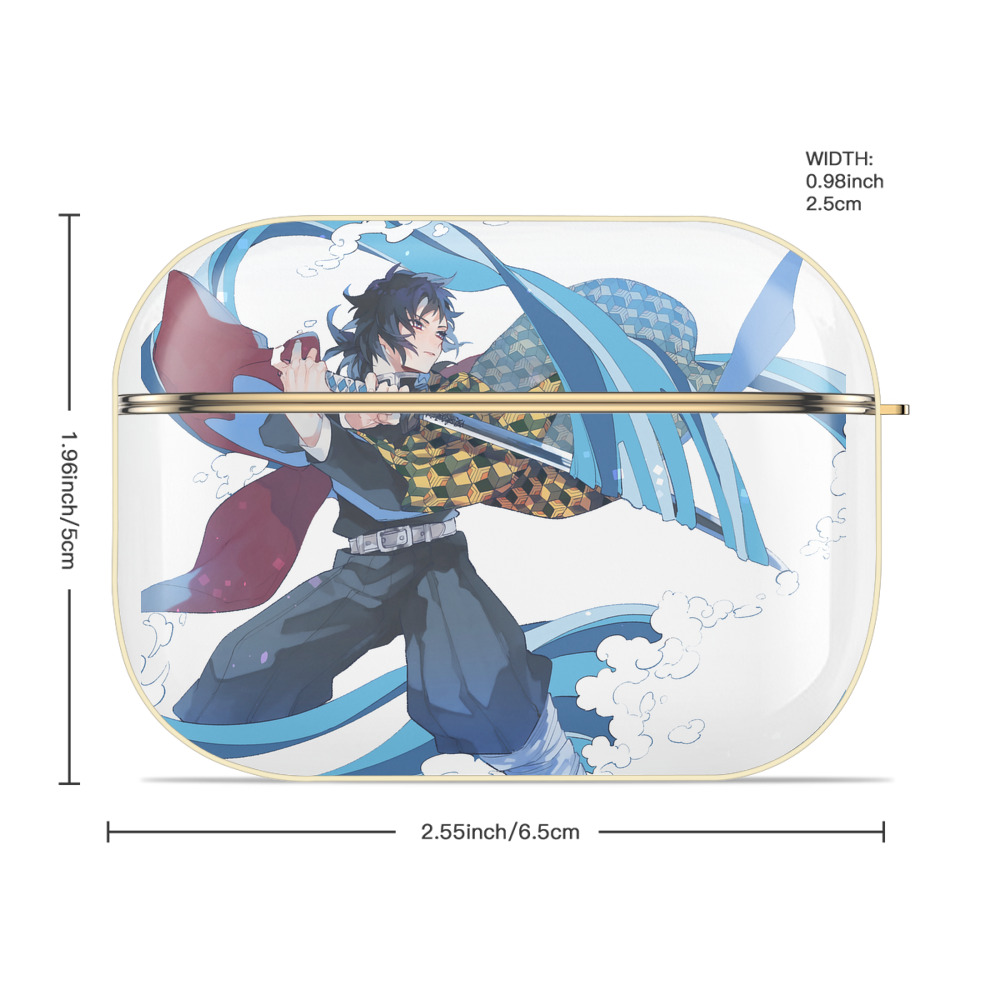 鬼滅の刃（きめつのやいば）水柱-冨岡 義勇／とみおか ぎゆう Tomioka Giyuu 【AirPods Pro用】ハードシェル保護ケース｜耐衝撃・防指紋・カラビナ付き商品仕様