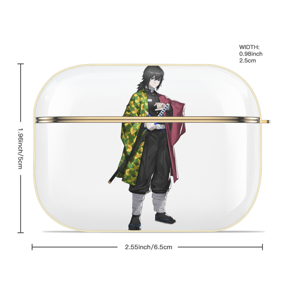 鬼滅の刃（きめつのやいば）水柱-冨岡 義勇／とみおか ぎゆう Tomioka Giyuu 【AirPods Pro用】ハードシェル保護ケース｜耐衝撃・防指紋・カラビナ付き商品仕様