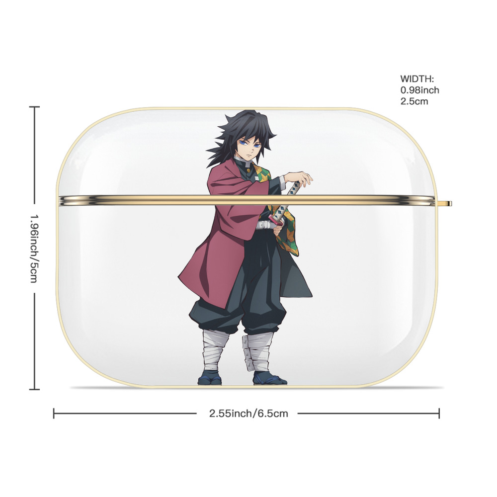 鬼滅の刃（きめつのやいば）水柱-冨岡 義勇／とみおか ぎゆう Tomioka Giyuu 【AirPods Pro用】ハードシェル保護ケース｜耐衝撃・防指紋・カラビナ付き商品仕様
