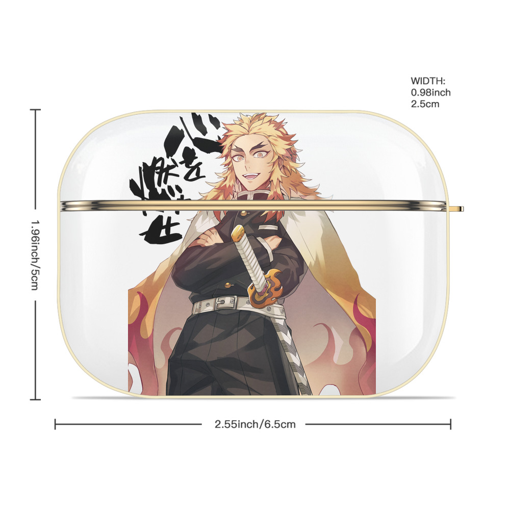 鬼滅の刃（きめつのやいば）炎柱-煉󠄁獄 杏寿郎／れんごく きょうじゅろう Rengoku Kyoujurou 【AirPods Pro用】ハードシェル保護ケース｜耐衝撃・防指紋・カラビナ付き商品仕様