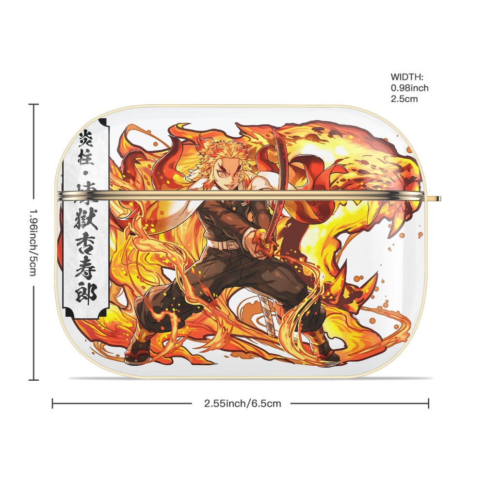 鬼滅の刃（きめつのやいば）炎柱-煉󠄁獄 杏寿郎／れんごく きょうじゅろう Rengoku Kyoujurou 【AirPods Pro用】ハードシェル保護ケース｜耐衝撃・防指紋・カラビナ付き商品仕様