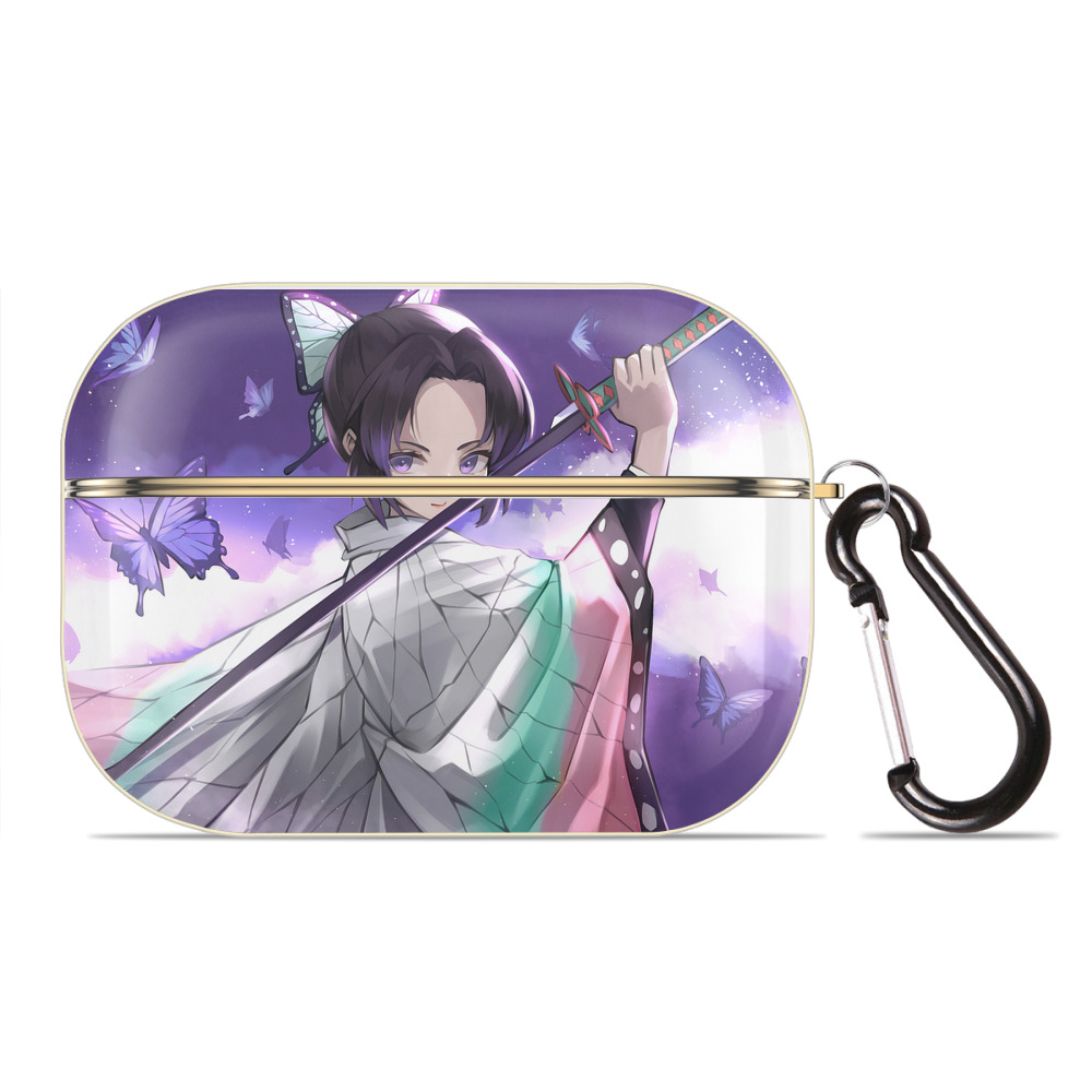 （画像用） 鬼滅の刃（きめつのやいば）蟲柱-胡蝶 しのぶ／こちょう しのぶ Kochou Shinobu 【AirPods Pro用】ハードシェル保護ケース｜耐衝撃・防指紋・カラビナ付き商品仕様