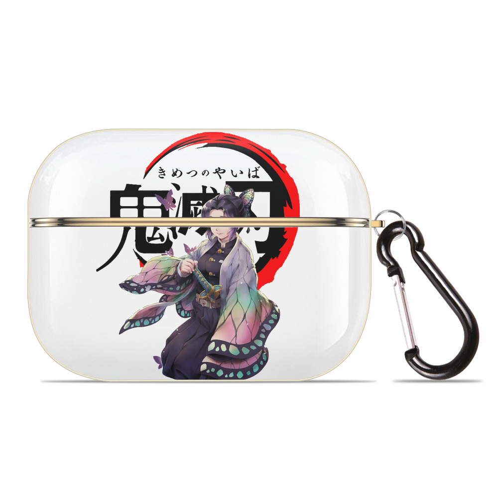 （画像用） 鬼滅の刃（きめつのやいば）蟲柱-胡蝶 しのぶ／こちょう しのぶ Kochou Shinobu 【AirPods Pro用】ハードシェル保護ケース｜耐衝撃・防指紋・カラビナ付き商品仕様