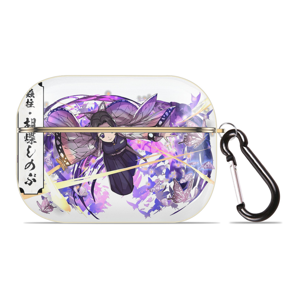 （画像用） 鬼滅の刃（きめつのやいば）蟲柱-胡蝶 しのぶ／こちょう しのぶ Kochou Shinobu 【AirPods Pro用】ハードシェル保護ケース｜耐衝撃・防指紋・カラビナ付き商品仕様