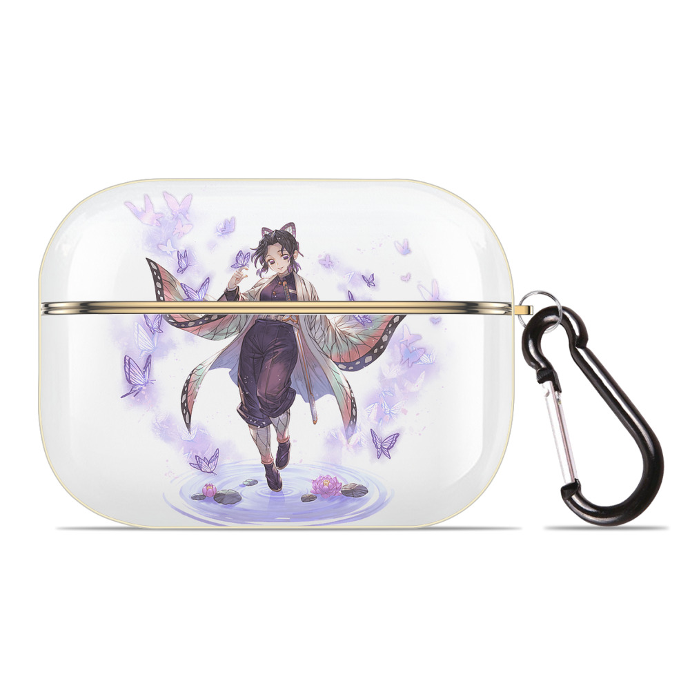 （画像用） 鬼滅の刃（きめつのやいば）蟲柱-胡蝶 しのぶ／こちょう しのぶ Kochou Shinobu 【AirPods Pro用】ハードシェル保護ケース｜耐衝撃・防指紋・カラビナ付き商品仕様