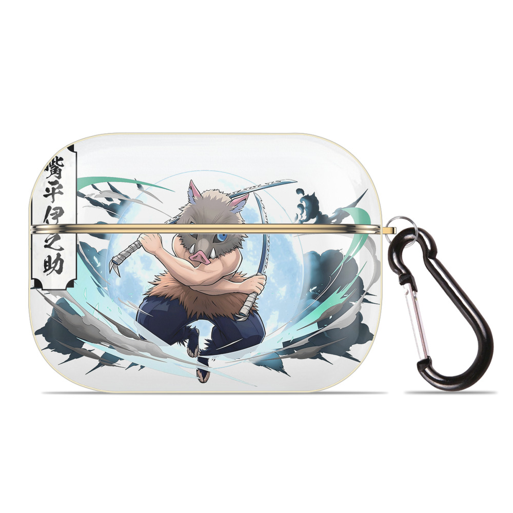 （画像用） 鬼滅の刃（きめつのやいば）嘴平 伊之助／はしびら いのすけ Hashibira Inosuke 【AirPods Pro用】ハードシェル保護ケース｜耐衝撃・防指紋・カラビナ付き商品仕様