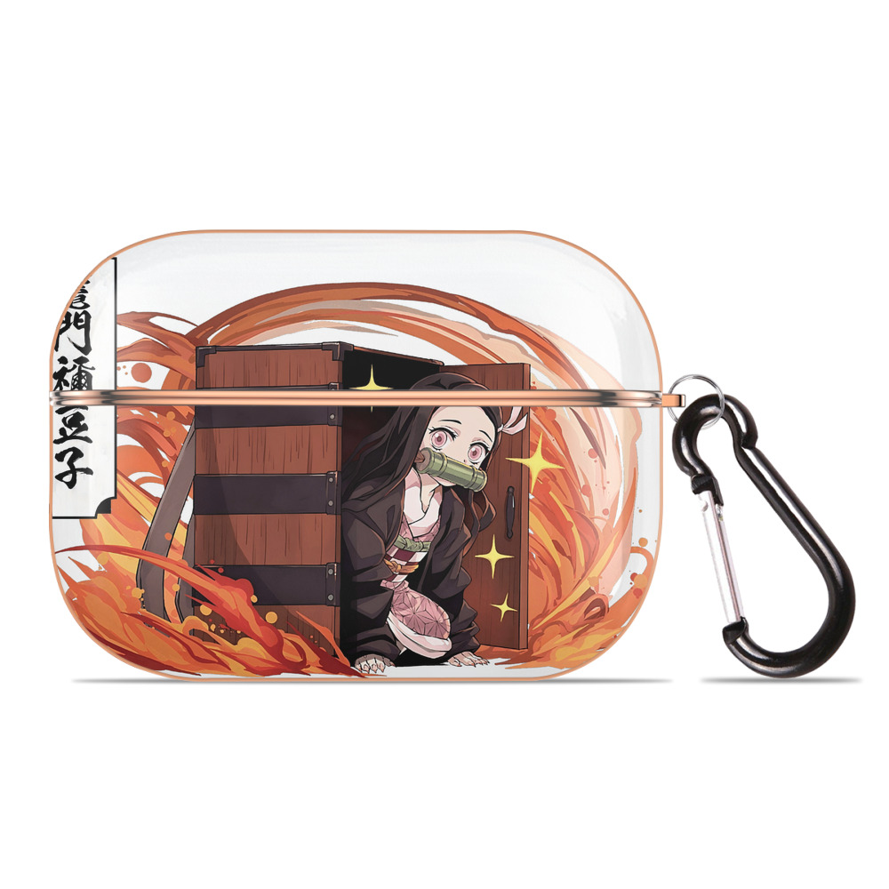 （画像用） 鬼滅の刃（きめつのやいば）竈門 禰󠄀豆子／かまど ねずこ Kamado Nezuko 【AirPods Pro用】ハードシェル保護ケース｜耐衝撃・防指紋・カラビナ付き商品仕様