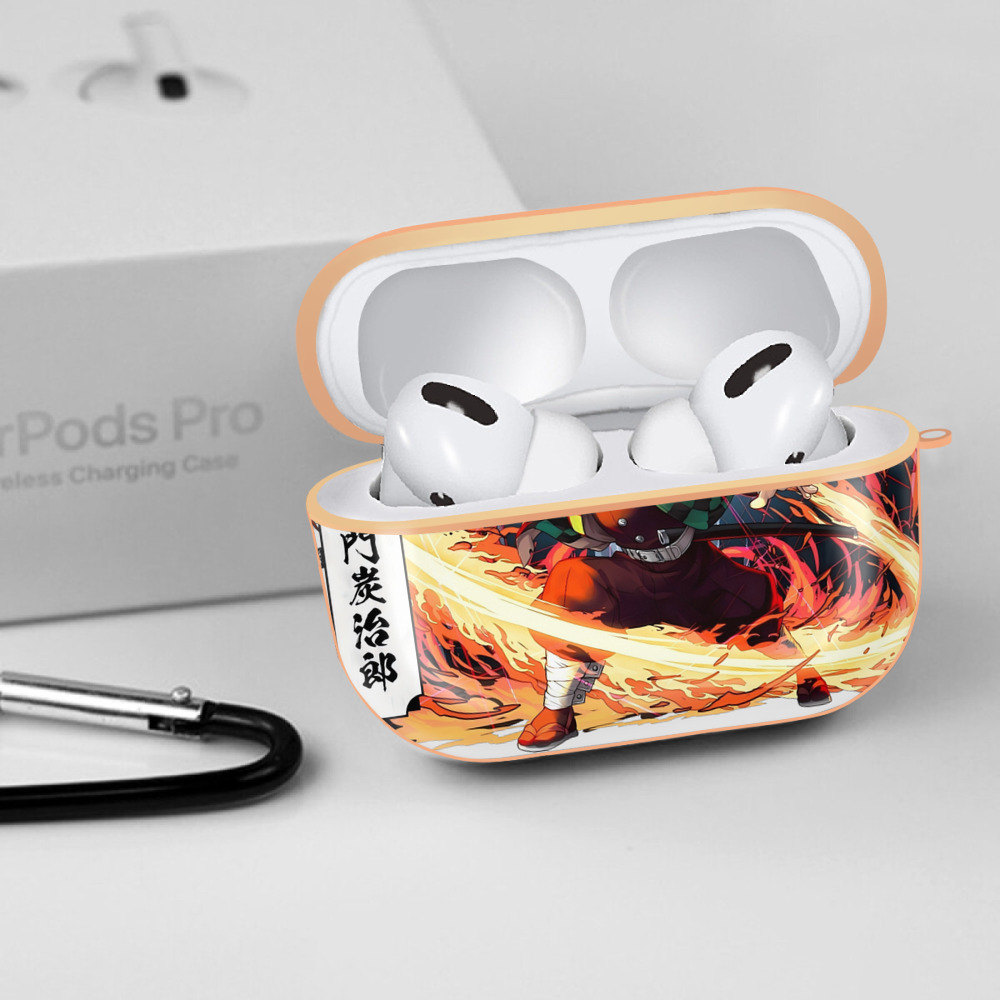鬼滅の刃 竈門 炭治郎／かまど たんじろう Kamado Tanjirou 【AirPods Pro用】ハードシェル保護ケース｜耐衝撃・防指紋・カラビナ付き商品仕様