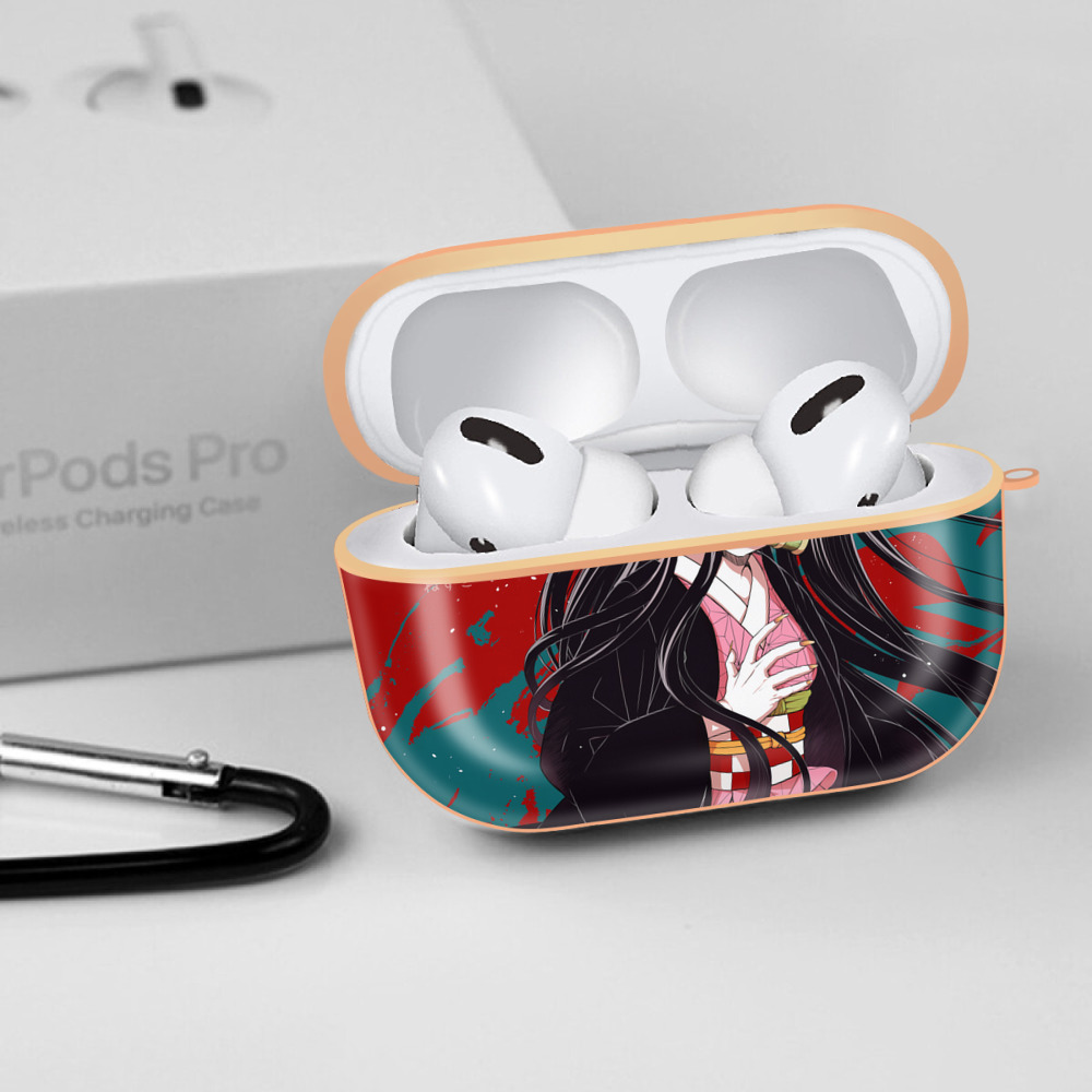 鬼滅の刃（きめつのやいば）竈門 禰󠄀豆子／かまど ねずこ Kamado Nezuko 【AirPods Pro用】ハードシェル保護ケース｜耐衝撃・防指紋・カラビナ付き商品仕様