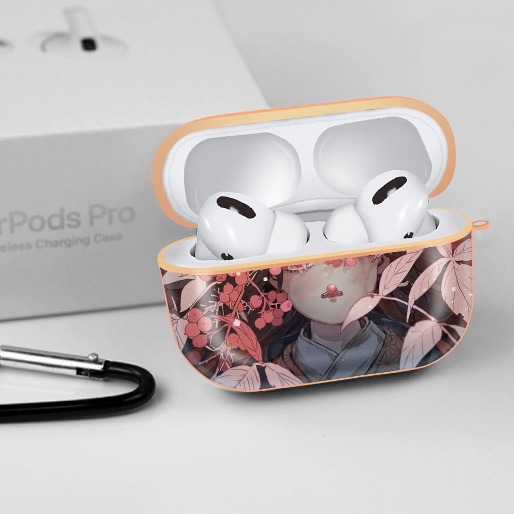 鬼滅の刃（きめつのやいば）竈門 禰󠄀豆子／かまど ねずこ Kamado Nezuko 【AirPods Pro用】ハードシェル保護ケース｜耐衝撃・防指紋・カラビナ付き商品仕様