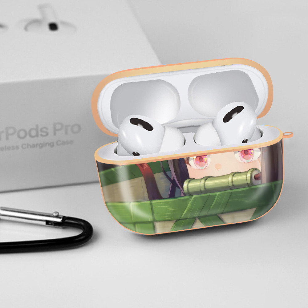 鬼滅の刃（きめつのやいば）竈門 禰󠄀豆子／かまど ねずこ Kamado Nezuko 【AirPods Pro用】ハードシェル保護ケース｜耐衝撃・防指紋・カラビナ付き商品仕様