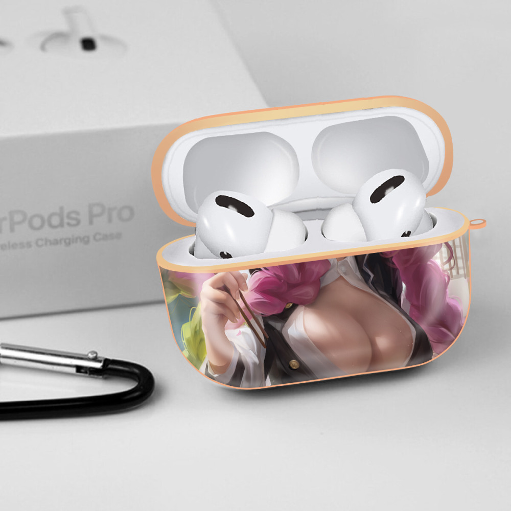 鬼滅の刃（きめつのやいば）恋柱-甘露寺 蜜璃／かんろじ みつり Kanroji Mitsuri 【AirPods Pro用】ハードシェル保護ケース｜耐衝撃・防指紋・カラビナ付き商品仕様
