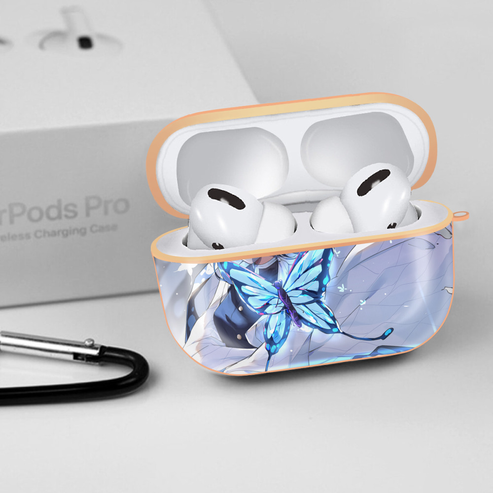 鬼滅の刃（きめつのやいば）蟲柱-胡蝶 しのぶ／こちょう しのぶ Kochou Shinobu 【AirPods Pro用】ハードシェル保護ケース｜耐衝撃・防指紋・カラビナ付き商品仕様