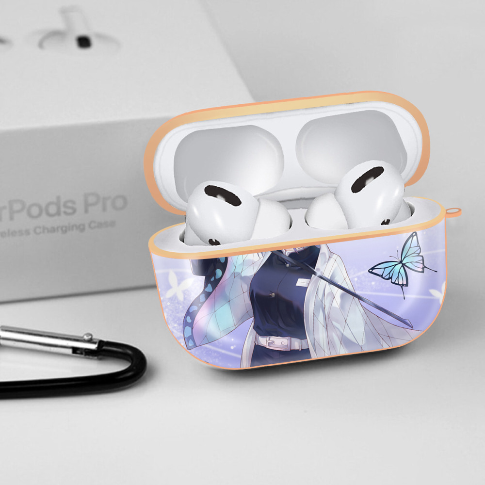鬼滅の刃（きめつのやいば）蟲柱-胡蝶 しのぶ／こちょう しのぶ Kochou Shinobu 【AirPods Pro用】ハードシェル保護ケース｜耐衝撃・防指紋・カラビナ付き商品仕様