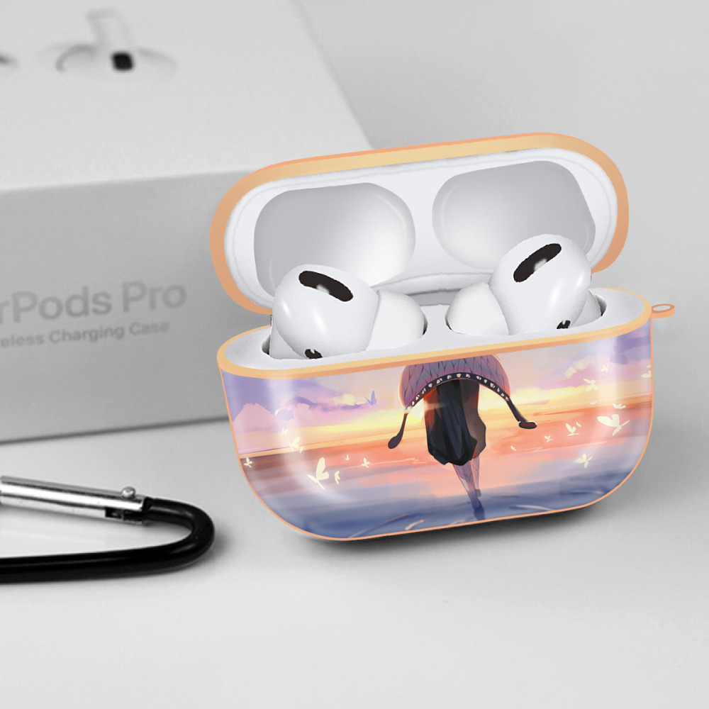 鬼滅の刃（きめつのやいば）蟲柱-胡蝶 しのぶ／こちょう しのぶ Kochou Shinobu 【AirPods Pro用】ハードシェル保護ケース｜耐衝撃・防指紋・カラビナ付き商品仕様
