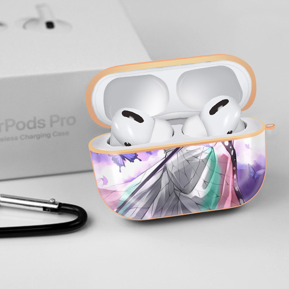 鬼滅の刃（きめつのやいば）蟲柱-胡蝶 しのぶ／こちょう しのぶ Kochou Shinobu 【AirPods Pro用】ハードシェル保護ケース｜耐衝撃・防指紋・カラビナ付き商品仕様