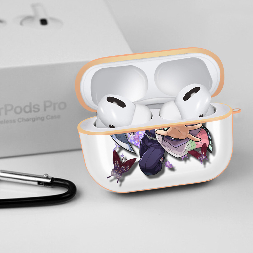 鬼滅の刃（きめつのやいば）蟲柱-胡蝶 しのぶ／こちょう しのぶ Kochou Shinobu 【AirPods Pro用】ハードシェル保護ケース｜耐衝撃・防指紋・カラビナ付き商品仕様