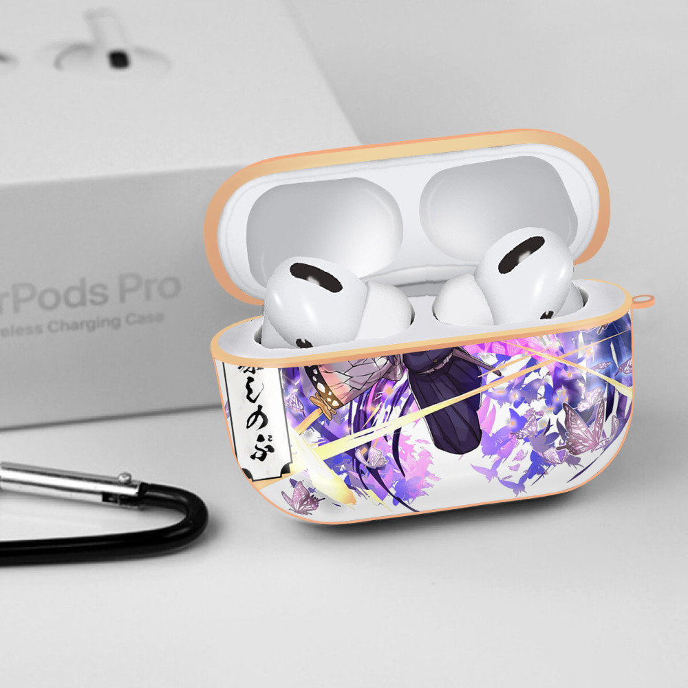鬼滅の刃（きめつのやいば）蟲柱-胡蝶 しのぶ／こちょう しのぶ Kochou Shinobu 【AirPods Pro用】ハードシェル保護ケース｜耐衝撃・防指紋・カラビナ付き商品仕様