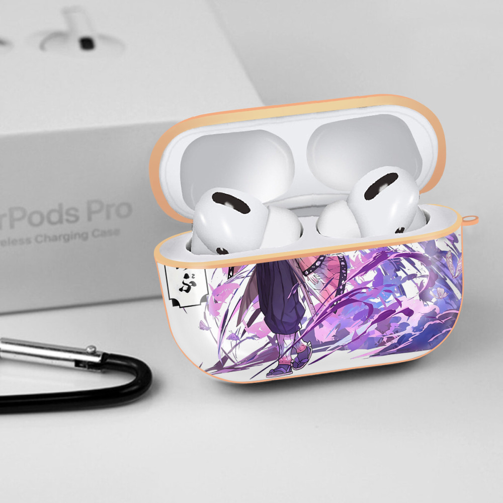 鬼滅の刃（きめつのやいば）蟲柱-胡蝶 しのぶ／こちょう しのぶ Kochou Shinobu 【AirPods Pro用】ハードシェル保護ケース｜耐衝撃・防指紋・カラビナ付き商品仕様