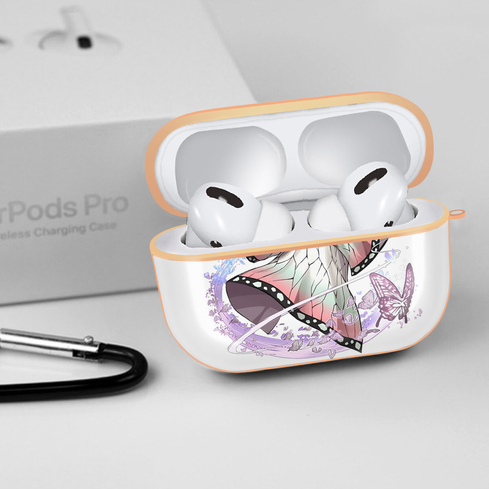 鬼滅の刃（きめつのやいば）蟲柱-胡蝶 しのぶ／こちょう しのぶ Kochou Shinobu 【AirPods Pro用】ハードシェル保護ケース｜耐衝撃・防指紋・カラビナ付き商品仕様