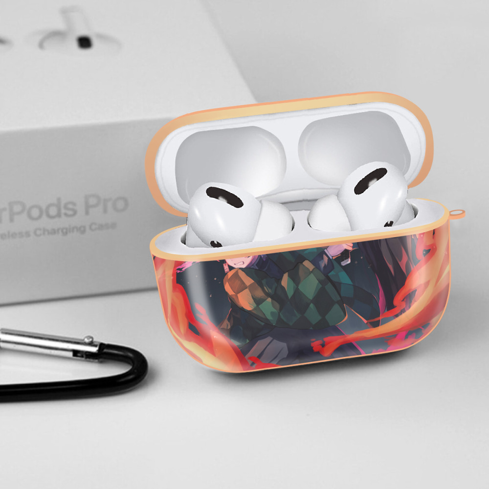 鬼滅の刃（きめつのやいば）竈門 炭治郎／かまど たんじろう Kamado Tanjirou 【AirPods Pro用】ハードシェル保護ケース｜耐衝撃・防指紋・カラビナ付き商品仕様