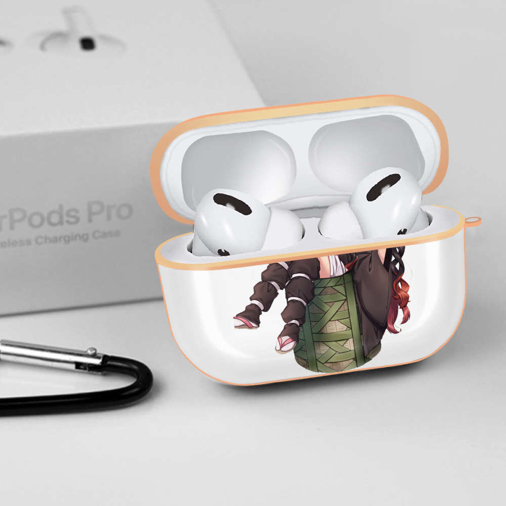 鬼滅の刃（きめつのやいば）竈門 禰󠄀豆子／かまど ねずこ Kamado Nezuko 【AirPods Pro用】ハードシェル保護ケース｜耐衝撃・防指紋・カラビナ付き商品仕様