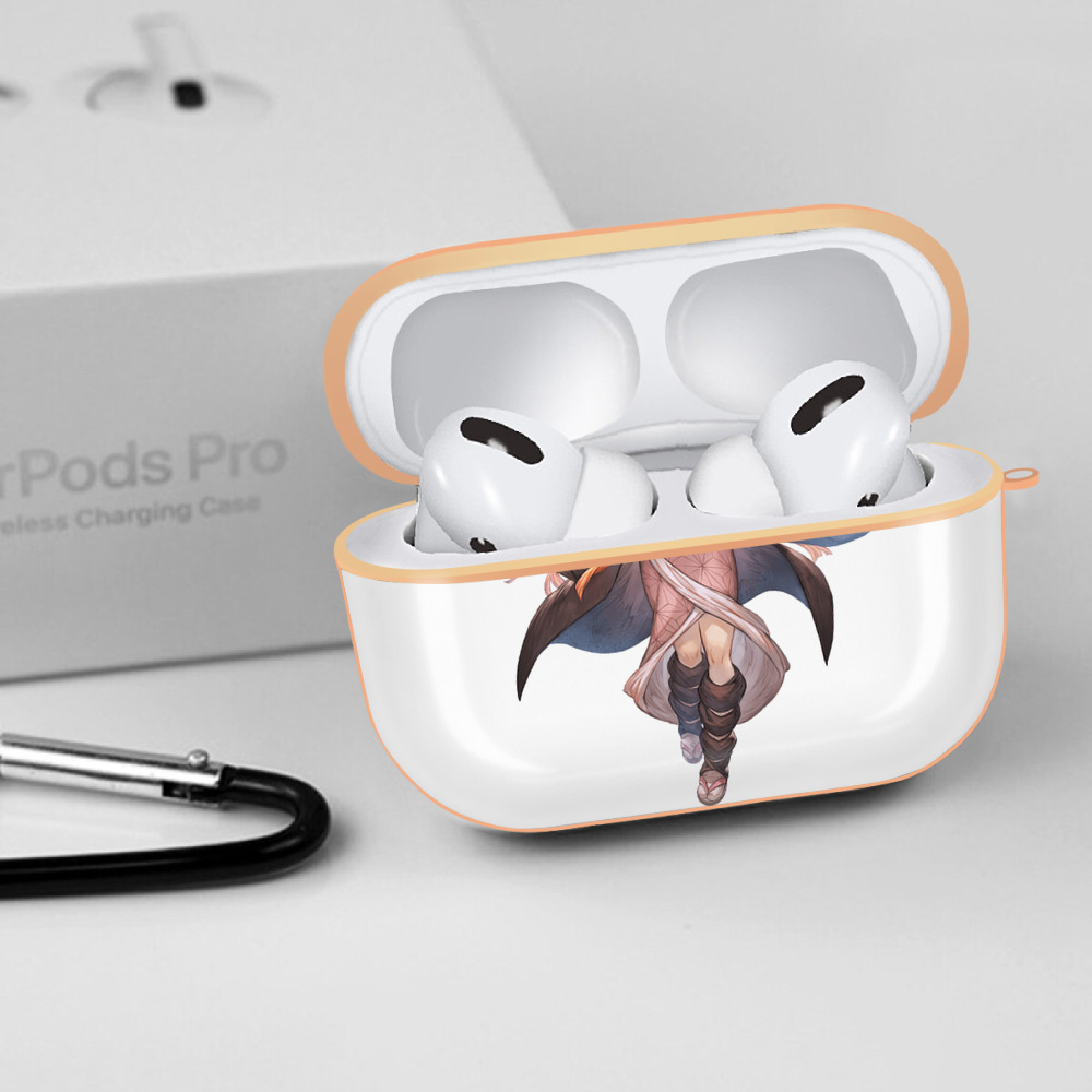 鬼滅の刃（きめつのやいば）竈門 禰󠄀豆子／かまど ねずこ Kamado Nezuko 【AirPods Pro用】ハードシェル保護ケース｜耐衝撃・防指紋・カラビナ付き商品仕様