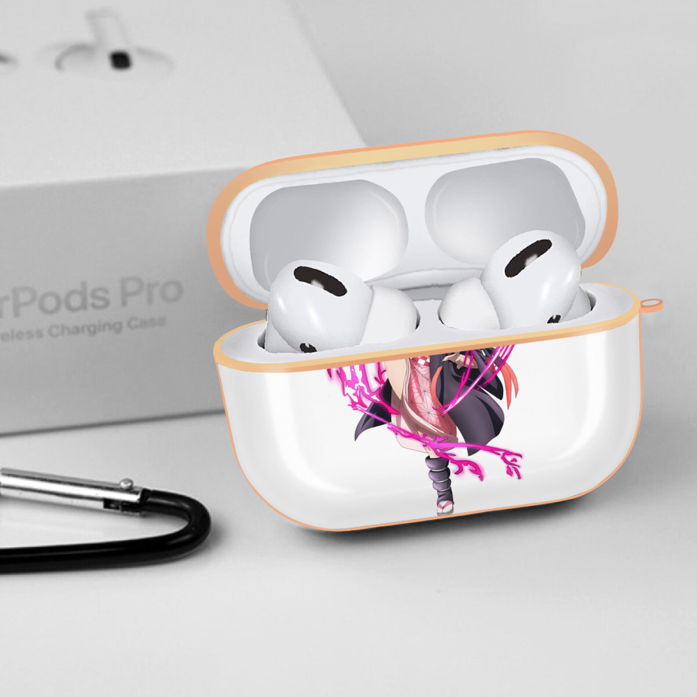 鬼滅の刃（きめつのやいば）竈門 禰󠄀豆子／かまど ねずこ Kamado Nezuko 【AirPods Pro用】ハードシェル保護ケース｜耐衝撃・防指紋・カラビナ付き商品仕様