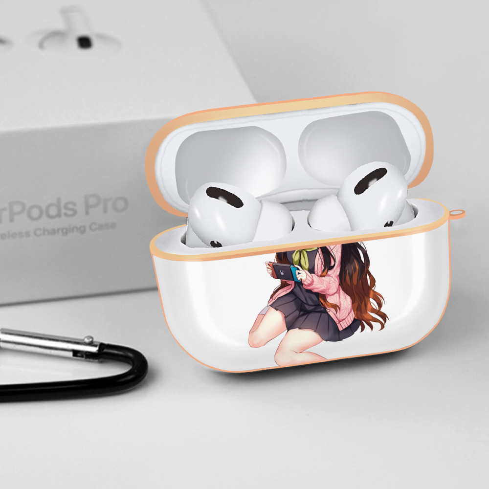 鬼滅の刃（きめつのやいば）竈門 禰󠄀豆子／かまど ねずこ Kamado Nezuko 【AirPods Pro用】ハードシェル保護ケース｜耐衝撃・防指紋・カラビナ付き商品仕様