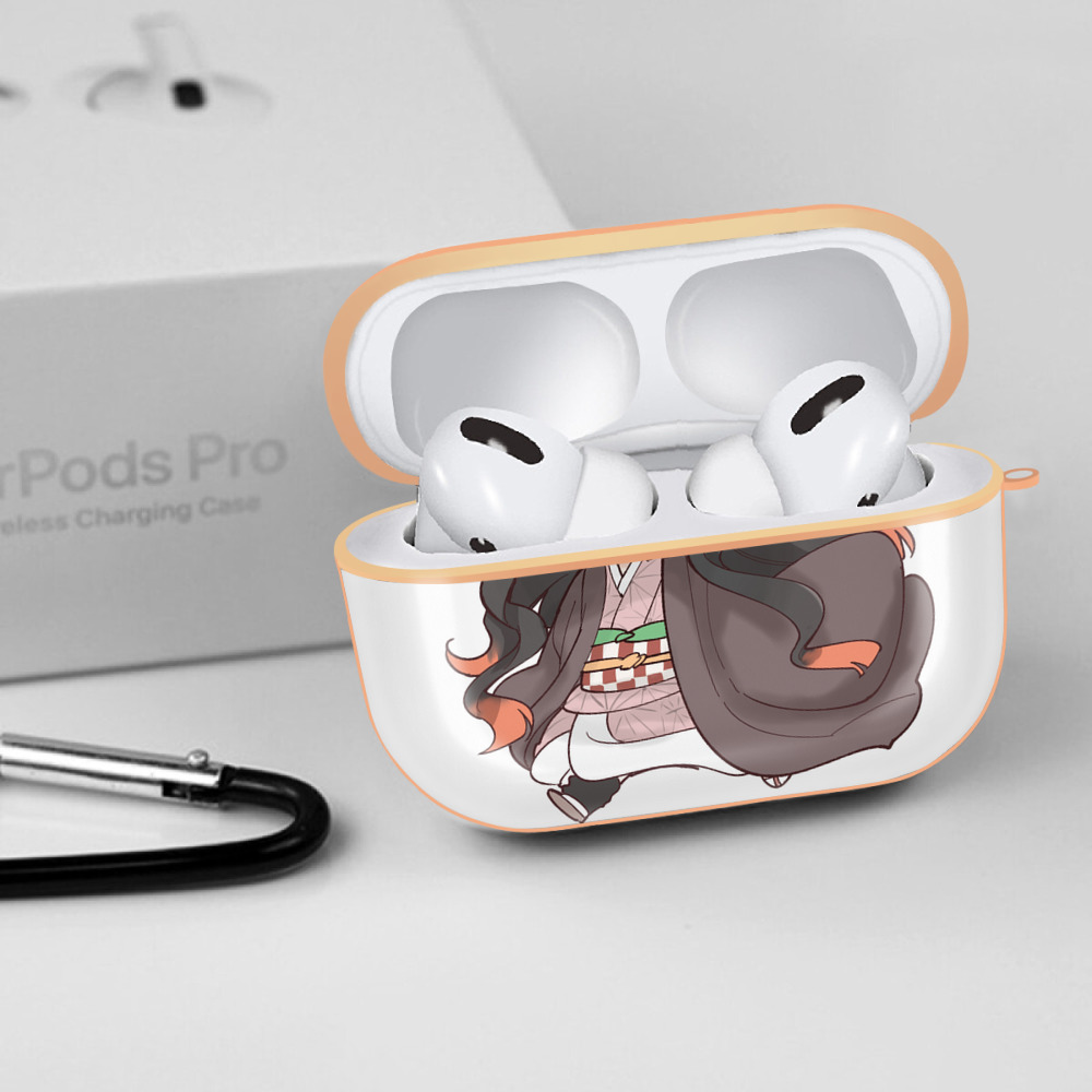 鬼滅の刃（きめつのやいば）竈門 禰󠄀豆子／かまど ねずこ Kamado Nezuko 【AirPods Pro用】ハードシェル保護ケース｜耐衝撃・防指紋・カラビナ付き商品仕様