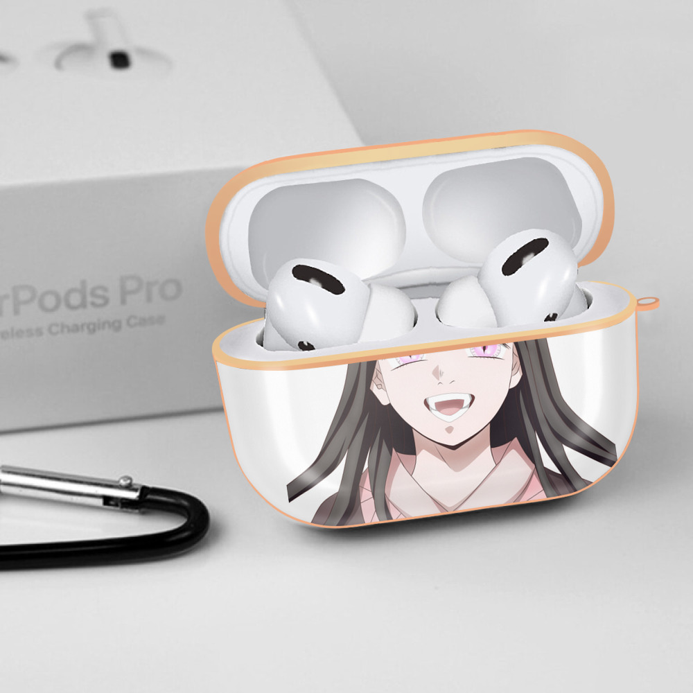 鬼滅の刃（きめつのやいば）竈門 禰󠄀豆子／かまど ねずこ Kamado Nezuko 【AirPods Pro用】ハードシェル保護ケース｜耐衝撃・防指紋・カラビナ付き商品仕様