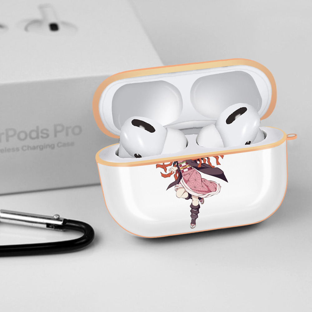 鬼滅の刃（きめつのやいば）竈門 禰󠄀豆子／かまど ねずこ Kamado Nezuko 【AirPods Pro用】ハードシェル保護ケース｜耐衝撃・防指紋・カラビナ付き商品仕様