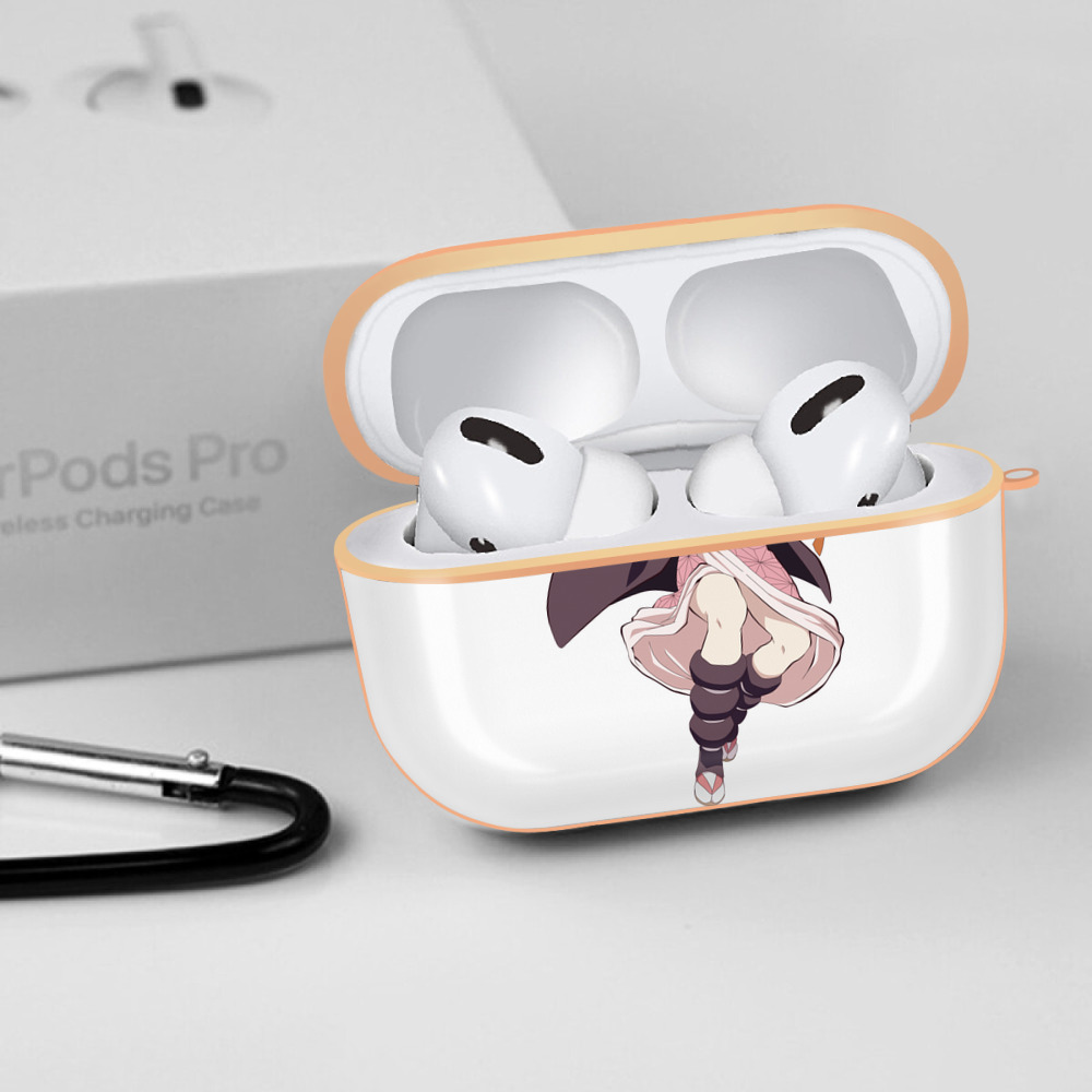 鬼滅の刃（きめつのやいば）竈門 禰󠄀豆子／かまど ねずこ Kamado Nezuko 【AirPods Pro用】ハードシェル保護ケース｜耐衝撃・防指紋・カラビナ付き商品仕様
