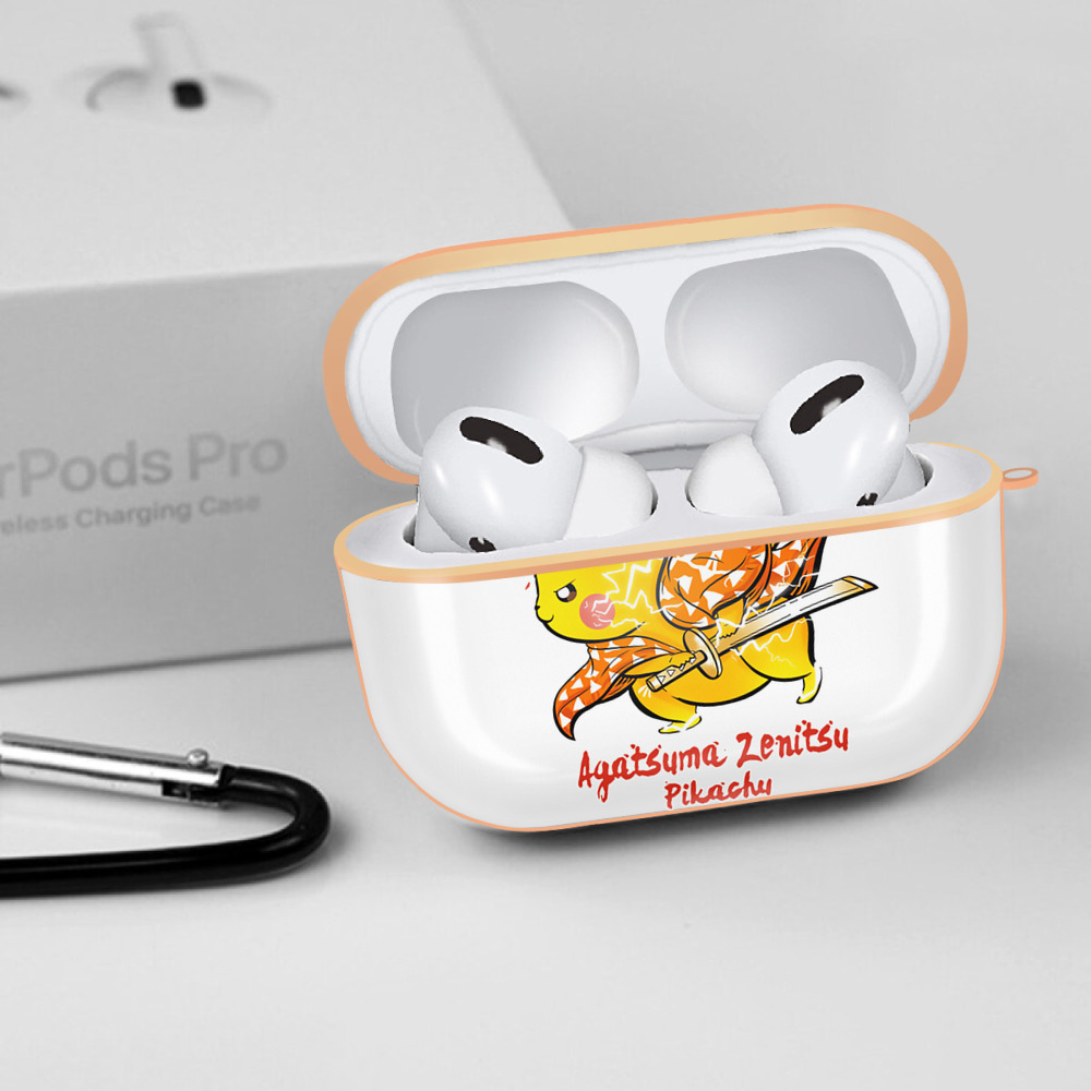 鬼滅の刃（きめつのやいば）我妻 善逸／あがつま ぜんいつ Agatsuma Zenitsu 【AirPods Pro用】ハードシェル保護ケース｜耐衝撃・防指紋・カラビナ付き商品仕様