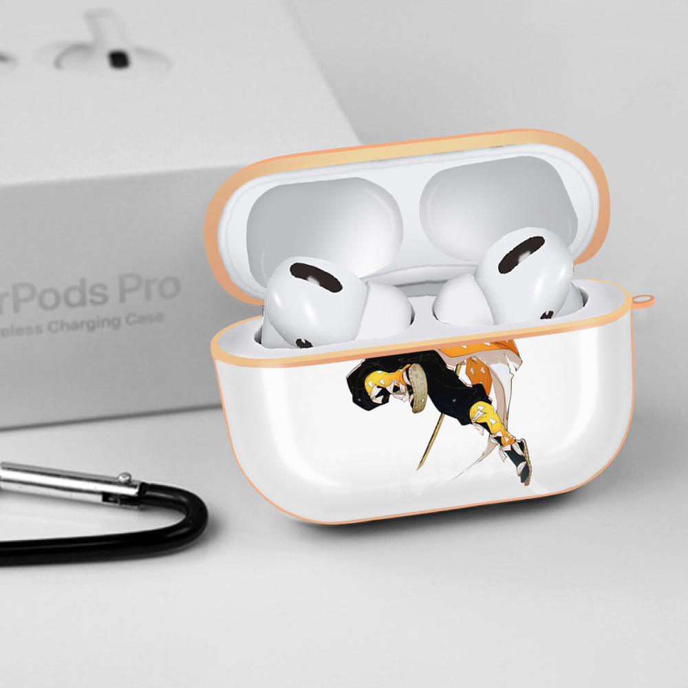 鬼滅の刃（きめつのやいば）我妻 善逸／あがつま ぜんいつ Agatsuma Zenitsu 【AirPods Pro用】ハードシェル保護ケース｜耐衝撃・防指紋・カラビナ付き商品仕様