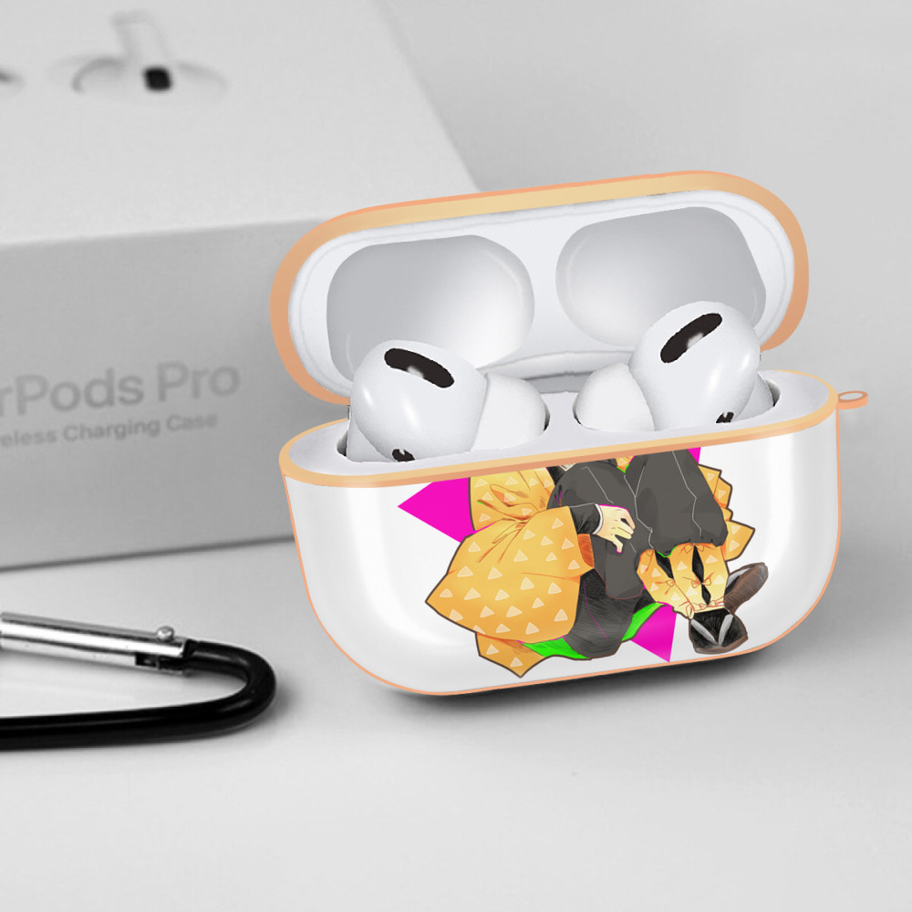 鬼滅の刃（きめつのやいば）我妻 善逸／あがつま ぜんいつ Agatsuma Zenitsu 【AirPods Pro用】ハードシェル保護ケース｜耐衝撃・防指紋・カラビナ付き商品仕様