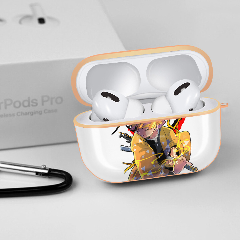 鬼滅の刃（きめつのやいば）我妻 善逸／あがつま ぜんいつ Agatsuma Zenitsu 【AirPods Pro用】ハードシェル保護ケース｜耐衝撃・防指紋・カラビナ付き商品仕様