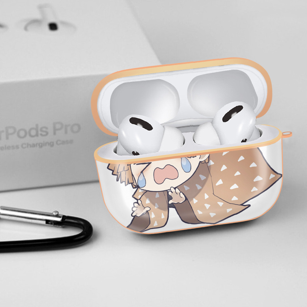 鬼滅の刃（きめつのやいば）我妻 善逸／あがつま ぜんいつ Agatsuma Zenitsu 【AirPods Pro用】ハードシェル保護ケース｜耐衝撃・防指紋・カラビナ付き商品仕様