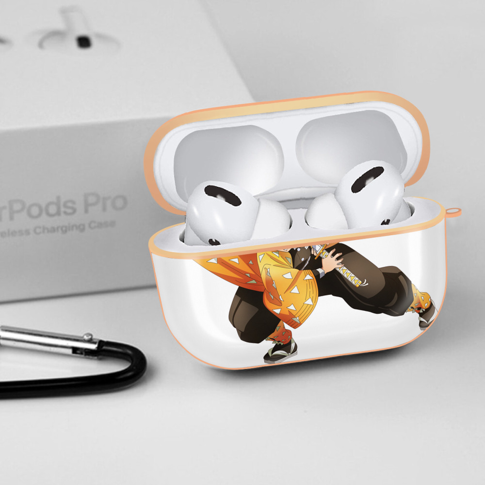 鬼滅の刃（きめつのやいば）我妻 善逸／あがつま ぜんいつ Agatsuma Zenitsu 【AirPods Pro用】ハードシェル保護ケース｜耐衝撃・防指紋・カラビナ付き商品仕様