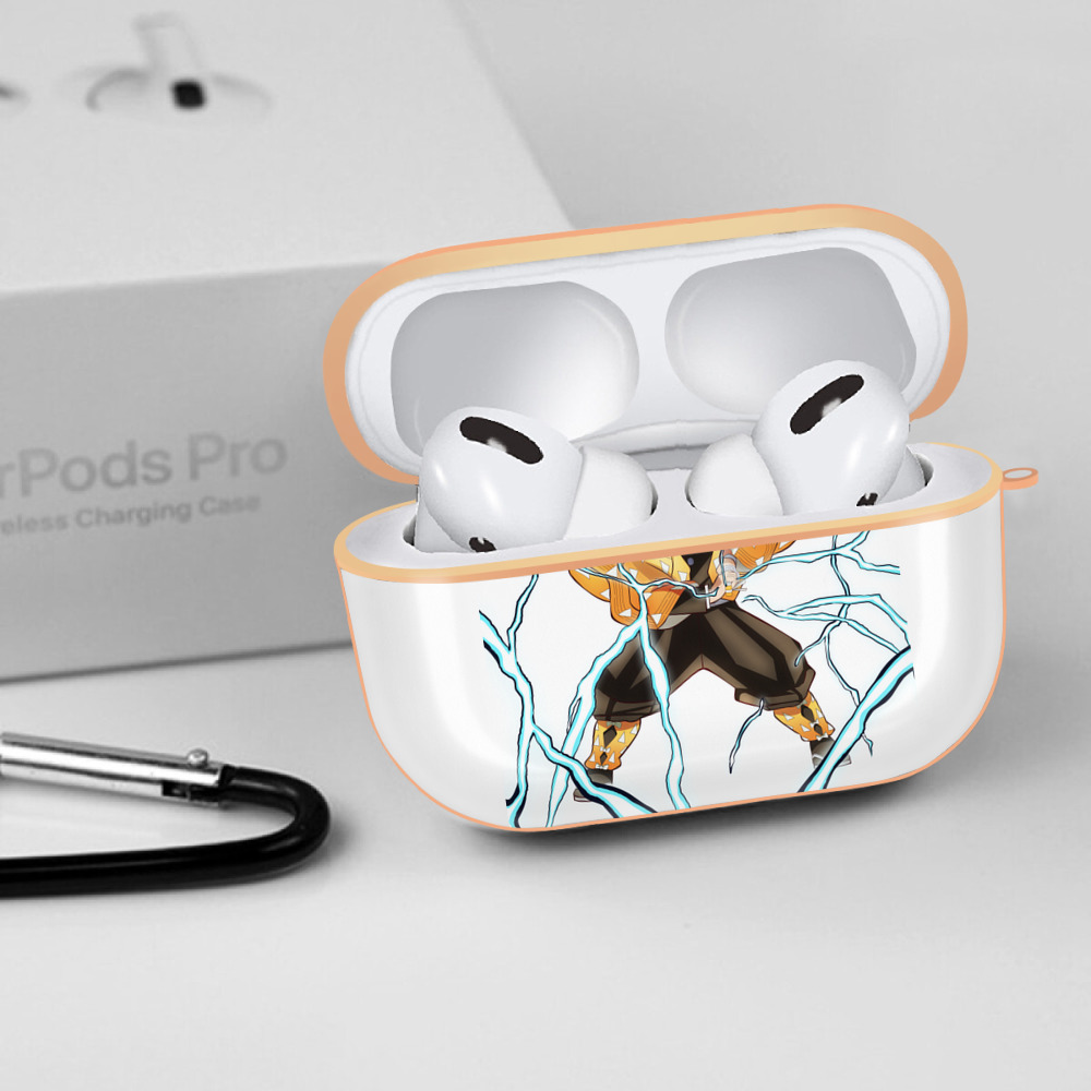 鬼滅の刃（きめつのやいば）我妻 善逸／あがつま ぜんいつ Agatsuma Zenitsu 【AirPods Pro用】ハードシェル保護ケース｜耐衝撃・防指紋・カラビナ付き商品仕様