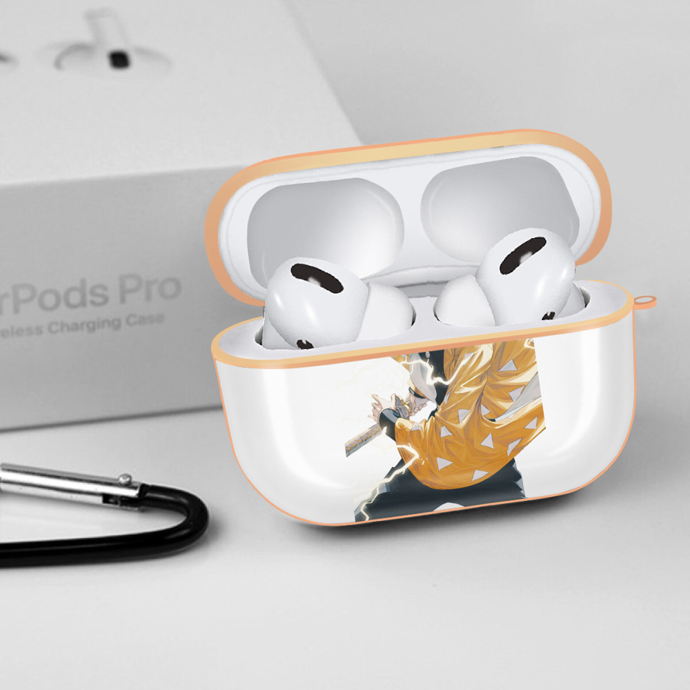 鬼滅の刃（きめつのやいば）我妻 善逸／あがつま ぜんいつ Agatsuma Zenitsu 【AirPods Pro用】ハードシェル保護ケース｜耐衝撃・防指紋・カラビナ付き商品仕様